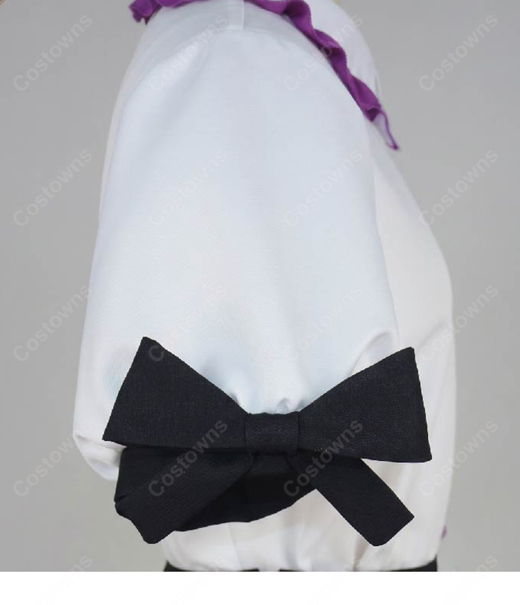 東方Project 姫海棠はたて 制服 コスプレ衣装 紫×黒チェック柄スカート&髪飾り付き4点セット-6