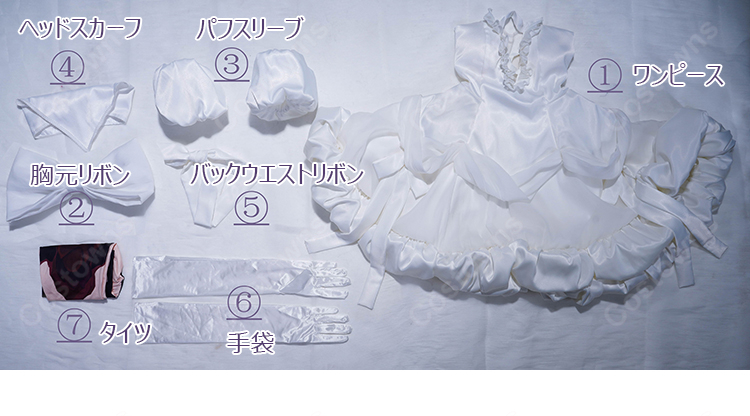 ALIEN STAGE Zombie Stage スア（SUA）コスプレ衣装 ROUND 1 Candy Scar ホワイトステージドレスセット-9