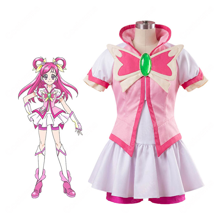Yes!プリキュア5GoGo! 夢原のぞみ(キュアドリーム)変身後Ver. コスプレ衣装 胸飾り・髪飾り付き7点セット イベント撮影向け-1