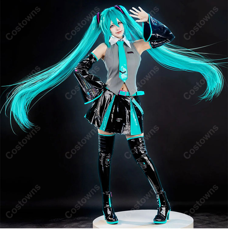 初音ミク V6 コスプレ衣装 パッケージビジュアルVer. トップス・スカート・アームカバー・レッグカバー付き-5