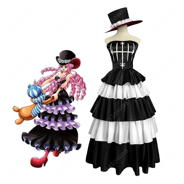 ONE PIECE ペローナ コスプレ衣装 2年後Ver. ゴスロリ風ティアードドレス・帽子付き-1