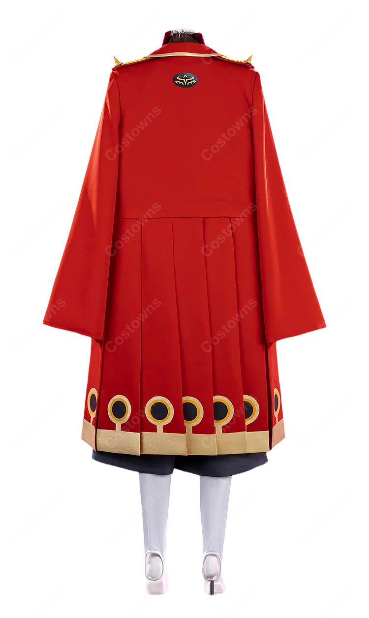 ガチアクタ キョウカ・ニジク コスプレ衣装 獄卒「赤角」1番隊隊長Ver. アウター・腰布・首飾り付きセット-4