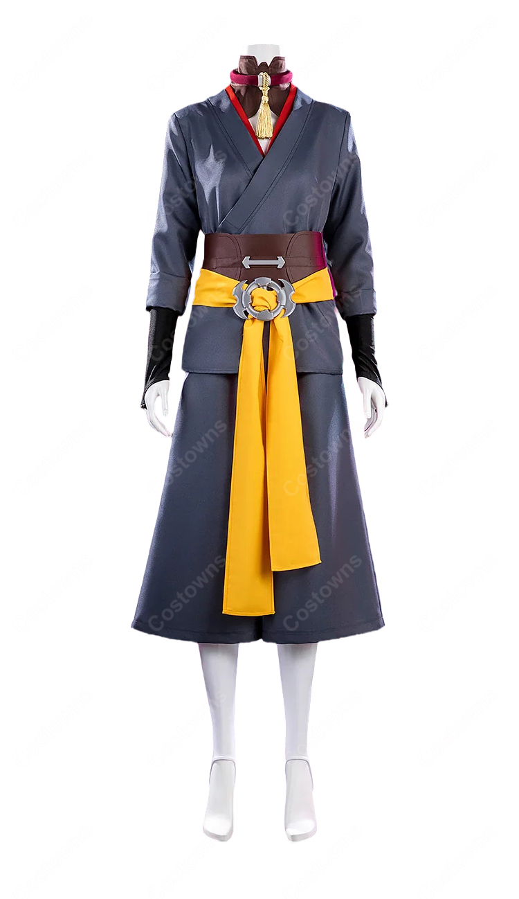 ガチアクタ キョウカ・ニジク コスプレ衣装 獄卒「赤角」1番隊隊長Ver. アウター・腰布・首飾り付きセット-5