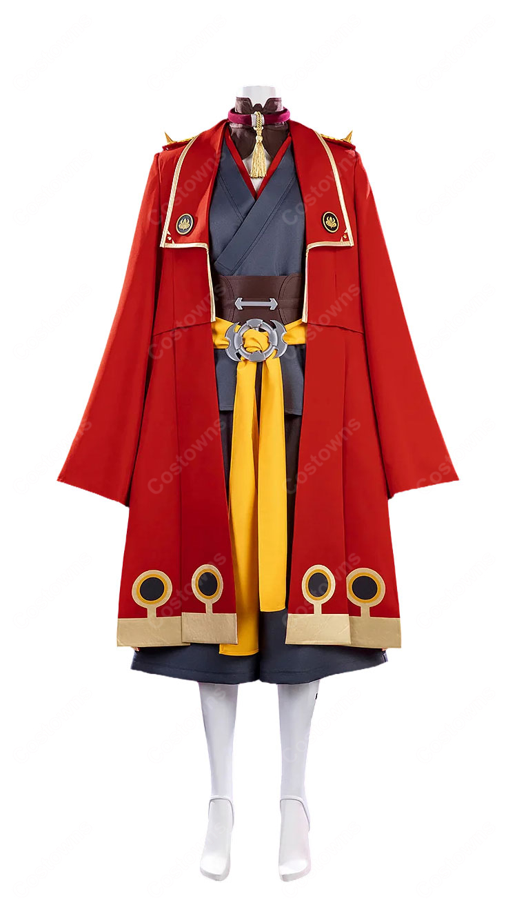ガチアクタ キョウカ・ニジク コスプレ衣装 獄卒「赤角」1番隊隊長Ver. アウター・腰布・首飾り付きセット-2