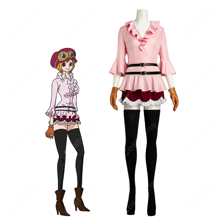 ONE PIECE ドレスローザ編 コアラ コスプレ衣装 革命軍・魚人空手師範代Ver. フリルトップス&帽子セット-1
