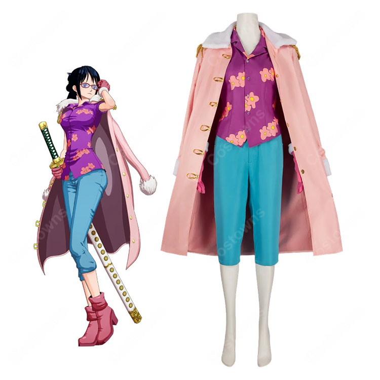 ONE PIECE たしぎ コスプレ衣装 海軍G-5支部大佐Ver. ピンクコート・眼鏡付きセット-1
