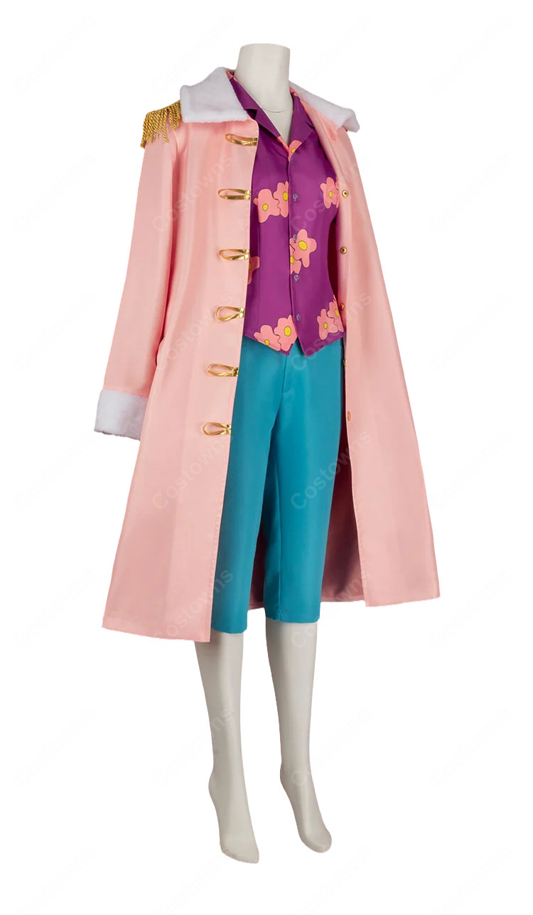 ONE PIECE たしぎ コスプレ衣装 海軍G-5支部大佐Ver. ピンクコート・眼鏡付きセット-3