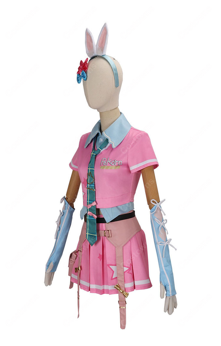ホロライブ 原宿 兎田ぺこら コスプレ衣装 ウサ耳・アームカバー付き-3