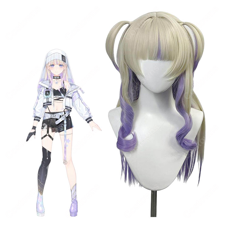 hololive DEV_IS ReGLOSS 轟はじめ ブラックオーロラ衣装 コスプレウィッグ ロングヘア・ウィッグネット付き-1