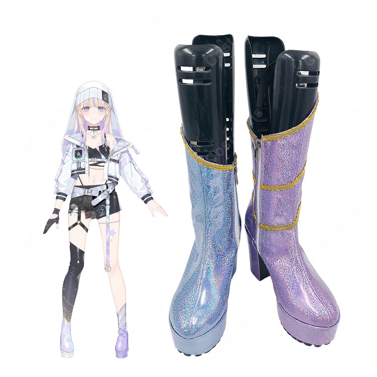 hololive(ホロライブ) 轟はじめ ブラックオーロラ衣装 コスプレ靴 左右色違いグリッターブーツ 23~26.5cm-1