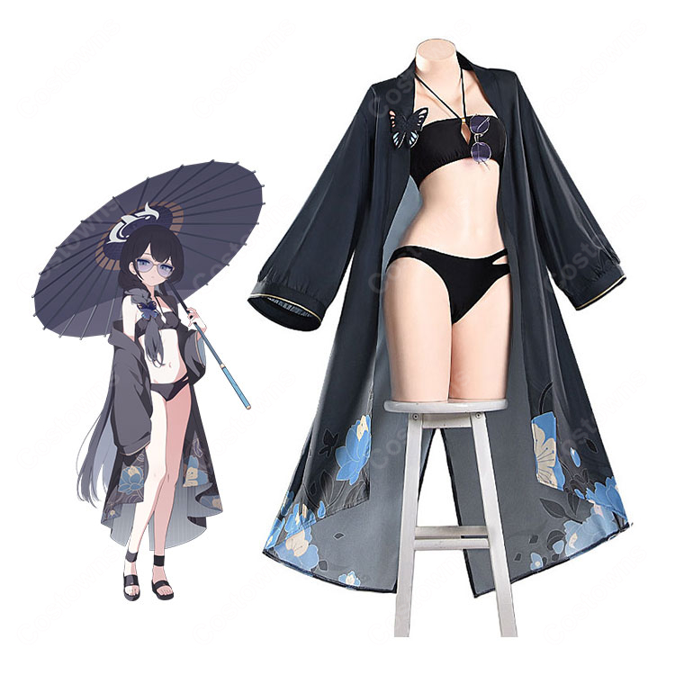 ブルーアーカイブ 竜華キサキ(水着)コスプレ衣装 花柄ロングアウター・サングラス付き-1