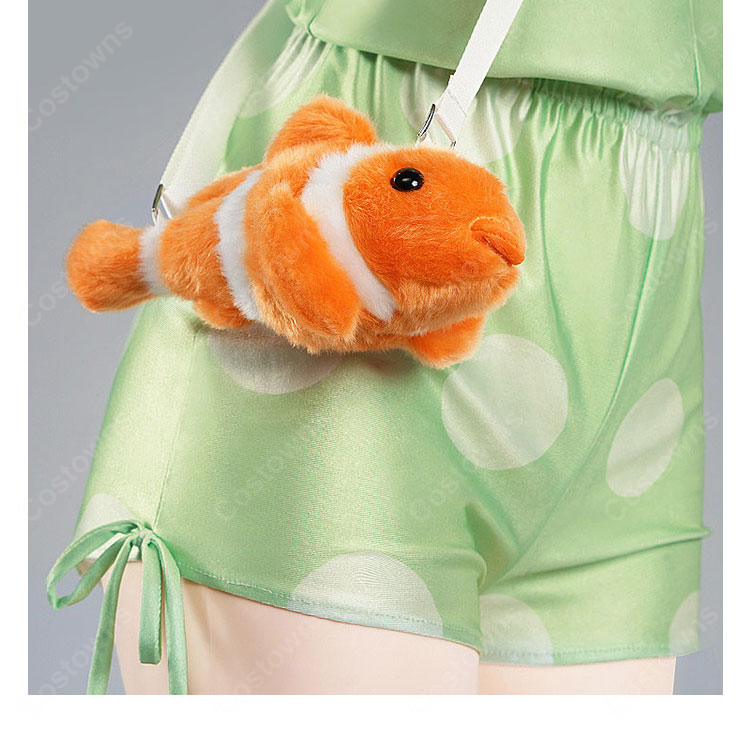 ブルーアーカイブ -Blue Archive- シュエリン(水着)コスプレ衣装 グリーンドット水着・魚モチーフ小物付き-5