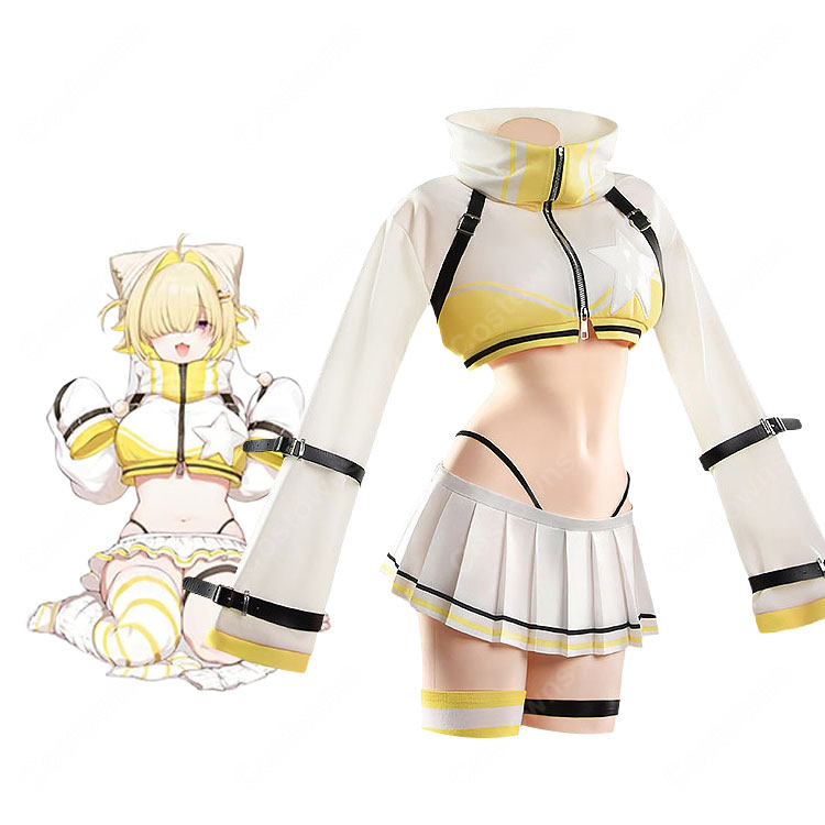 勝利の女神:NIKKE エレグ コスプレ衣装 イエロー×ホワイト トップス・プリーツスカートセット-1