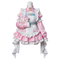 にじさんじ ぷりん・らら・もーど デフォルト衣装 コスプレ衣装 ピンク×ホワイトのフリルセット 髪飾り・ソックス付き(202×202)