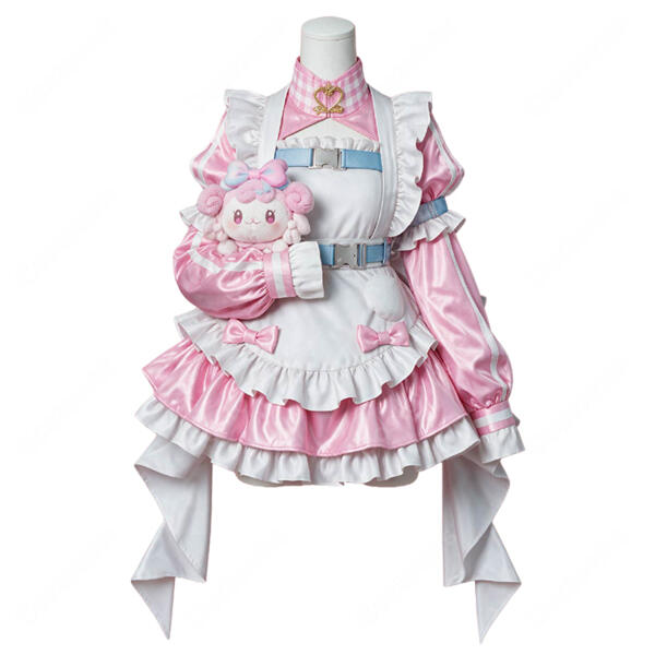 にじさんじ ぷりん・らら・もーど デフォルト衣装 コスプレ衣装 ピンク×ホワイトのフリルセット 髪飾り・ソックス付き元の画像