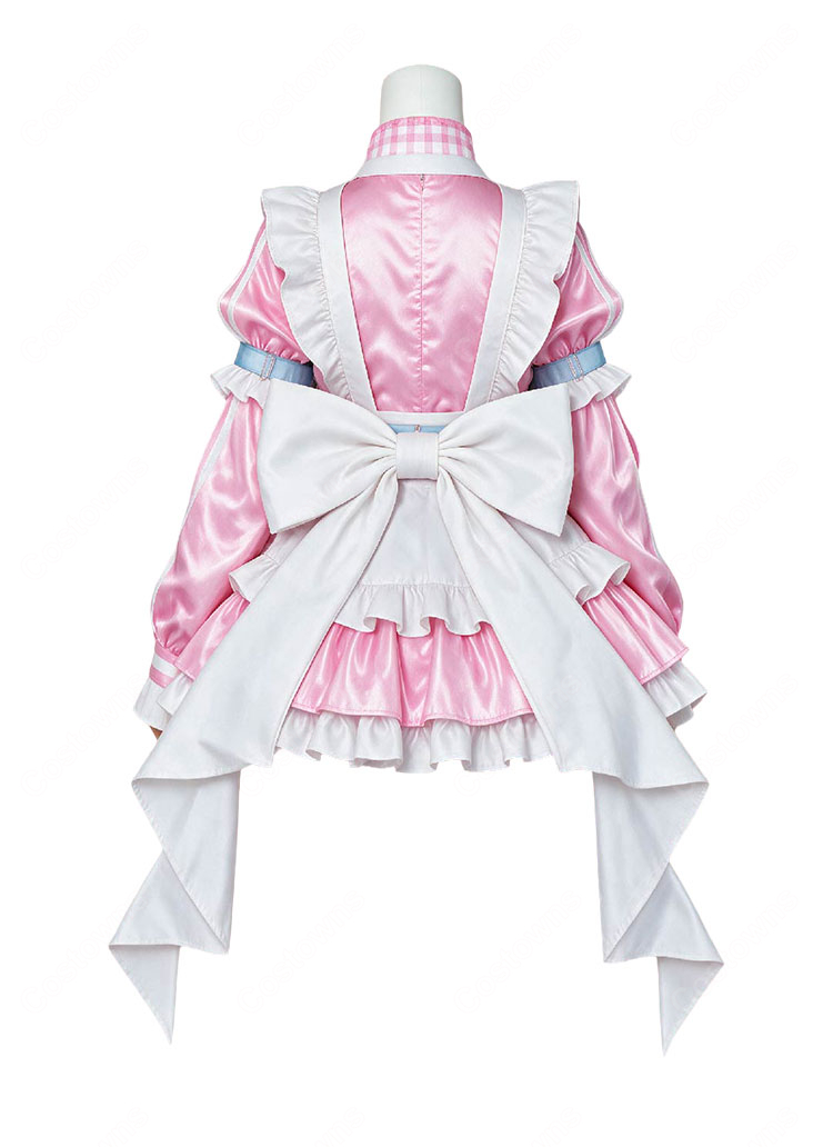 にじさんじ ぷりん・らら・もーど デフォルト衣装 コスプレ衣装 ピンク×ホワイトのフリルセット 髪飾り・ソックス付き-3