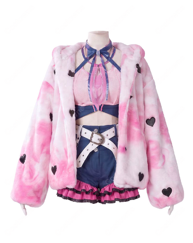 ホロライブ 綺々羅々ヴィヴィ Harajuku original 原宿 コスプレ衣装 ファー風ジャケット・ショートパンツセット-2