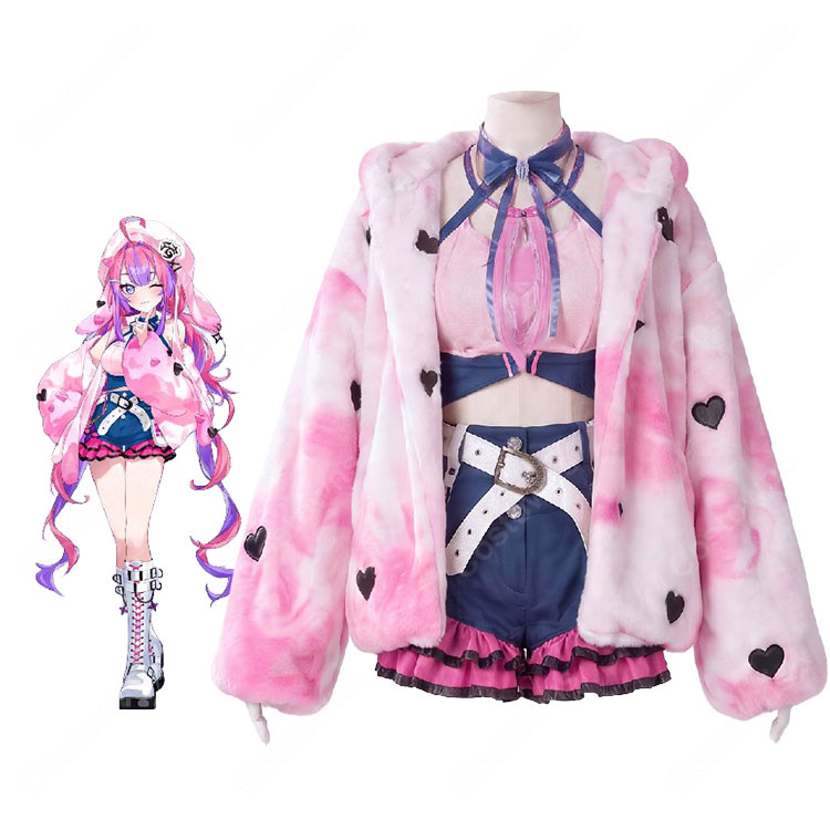 ホロライブ 綺々羅々ヴィヴィ Harajuku original 原宿 コスプレ衣装 ファー風ジャケット・ショートパンツセット-1