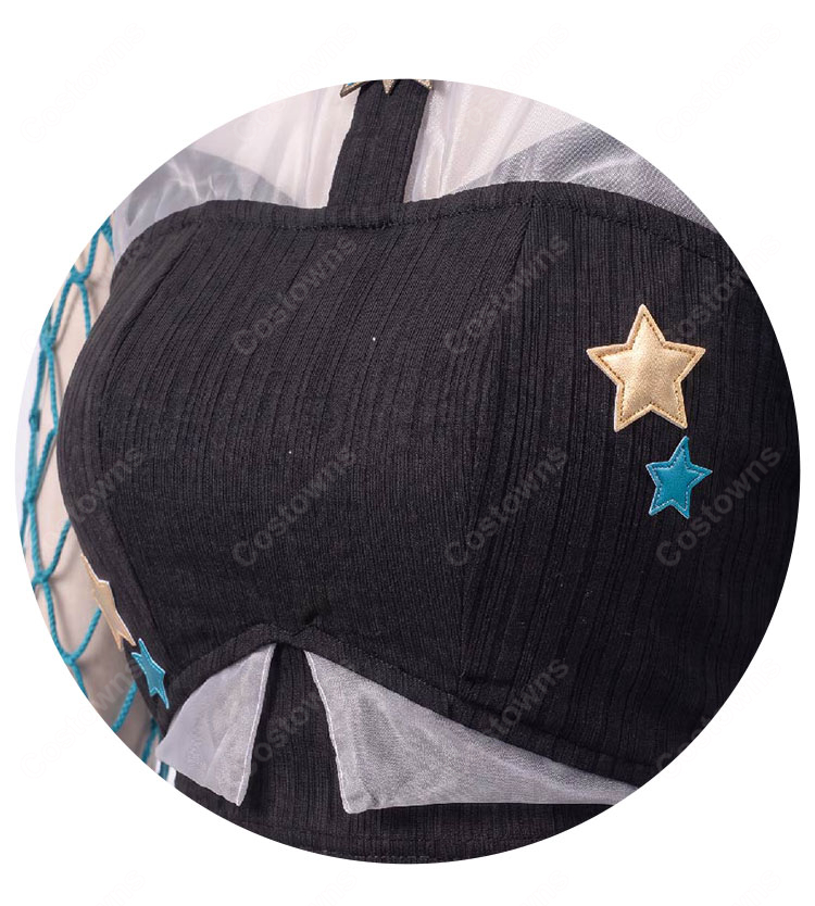 ホロライブ 輪堂千速 Harajuku original vol.1 原宿コスプレ衣装 左右非対称トップス・ショートパンツセット-4