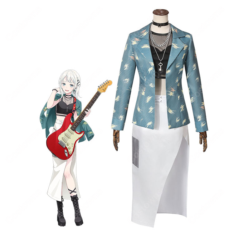 BanG Dream! Our Notes 馬橋心玖 コスプレ衣装 一家Dumb Rock! ギター&ボーカル衣装 ステージ衣装 7点セット XS~XXXL-1