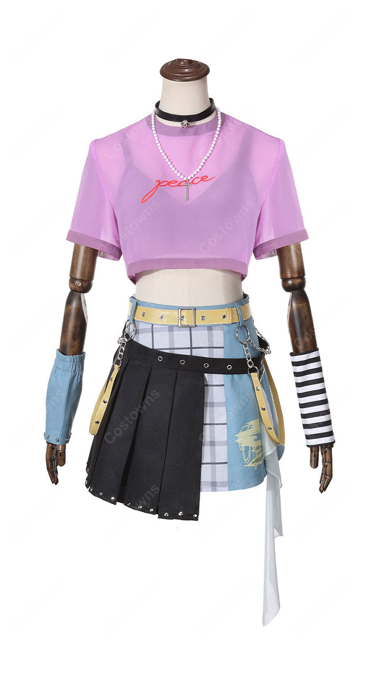 BanG Dream! Our Notes 梅里ちえり コスプレ衣装 一家Dumb Rock! ドラム担当衣装 ステージ衣装 13点セット XS~XXXL-2