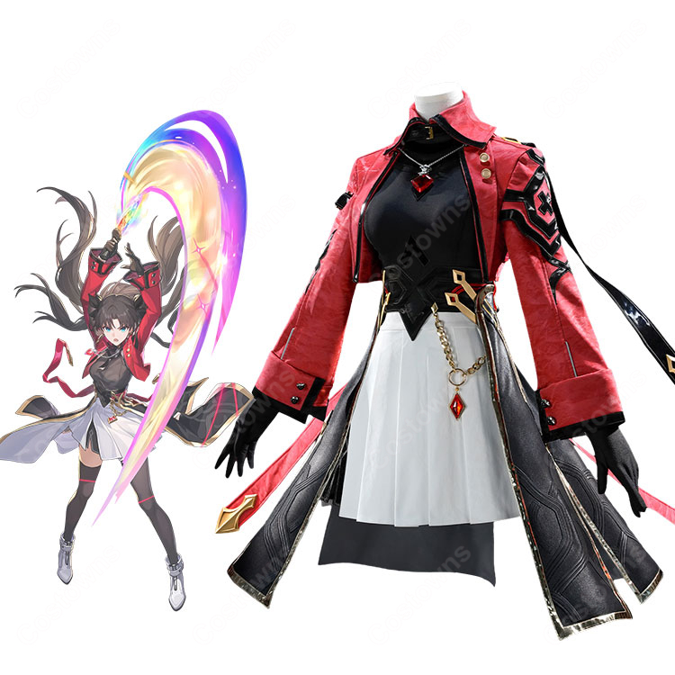 崩壊：スターレイル×Fate[UBW] 遠坂凛 コラボVer. コスプレ衣装 赤黒ショートジャケット＆装飾品セット S～XL-1
