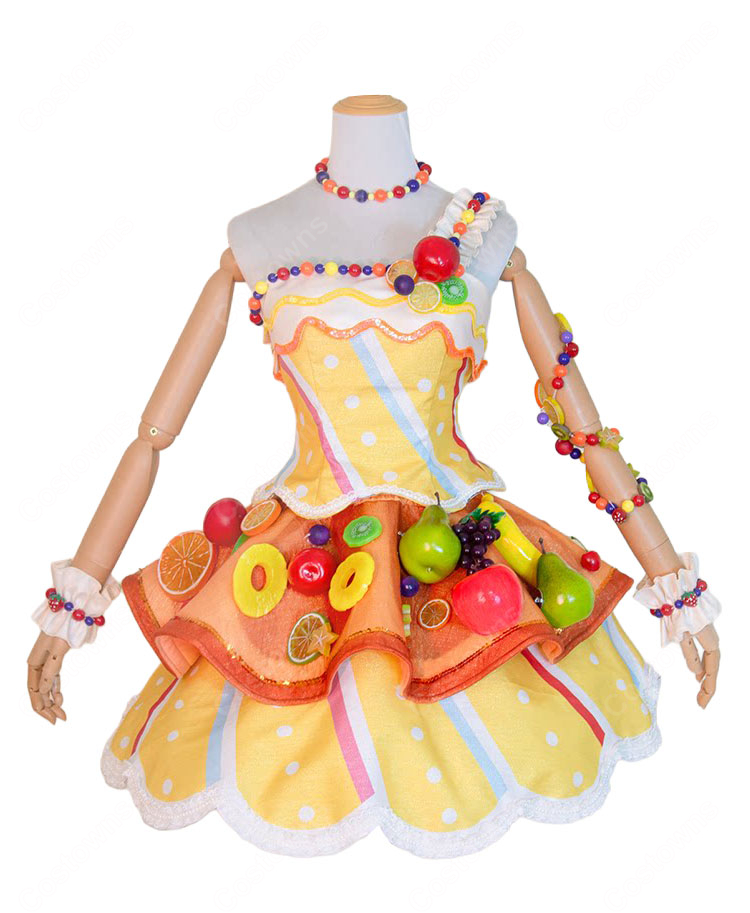 アイカツ！ 有栖川おとめ トロピカルバスケットコーデ コスプレ衣装 フルーツ装飾・カチューシャ付き S～XXL イベント・撮影向け-2
