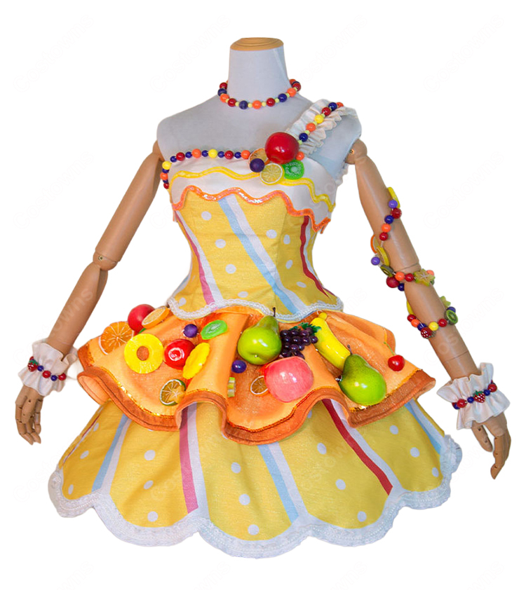 アイカツ！ 有栖川おとめ トロピカルバスケットコーデ コスプレ衣装 フルーツ装飾・カチューシャ付き S～XXL イベント・撮影向け-3