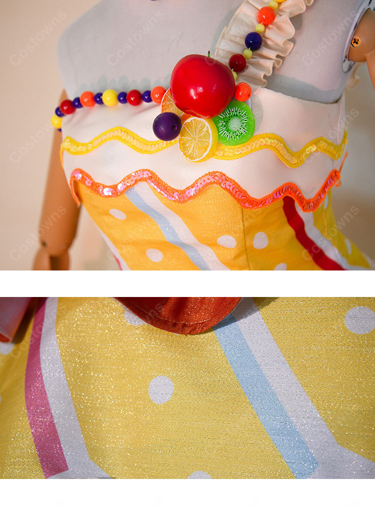 アイカツ！ 有栖川おとめ トロピカルバスケットコーデ コスプレ衣装 フルーツ装飾・カチューシャ付き S～XXL イベント・撮影向け-6