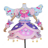 アイカツスターズ！ 花園きらら スイートドリームスコーデ コスプレ衣装 星柄フリルドレス・小物付き S～XXL 翼追加対応