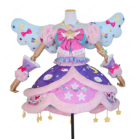 アイカツスターズ！ 花園きらら スイートドリームスコーデ コスプレ衣装 星柄フリルドレス・小物付き S～XXL 翼追加対応(202×202)