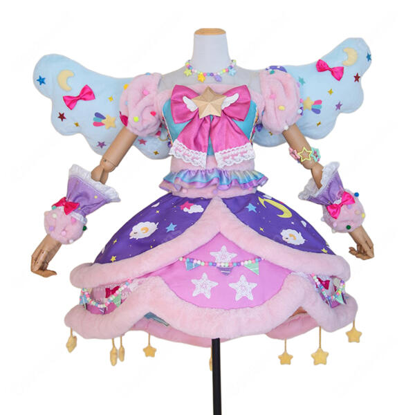 アイカツスターズ！ 花園きらら スイートドリームスコーデ コスプレ衣装 星柄フリルドレス・小物付き S～XXL 翼追加対応元の画像