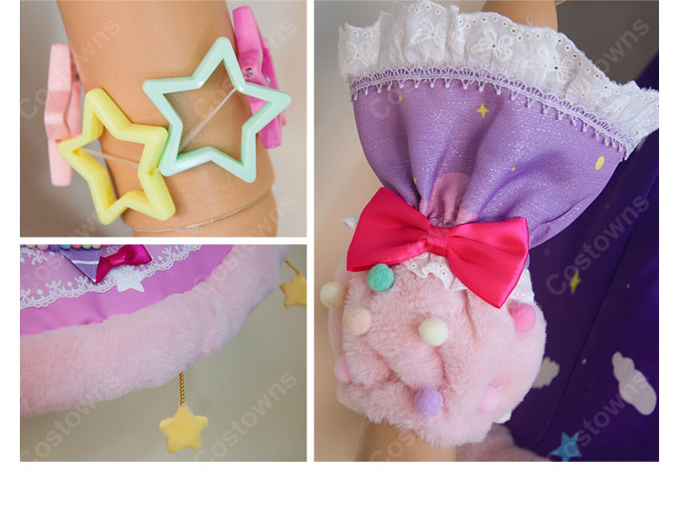 アイカツスターズ！ 花園きらら スイートドリームスコーデ コスプレ衣装 星柄フリルドレス・小物付き S～XXL 翼追加対応-10