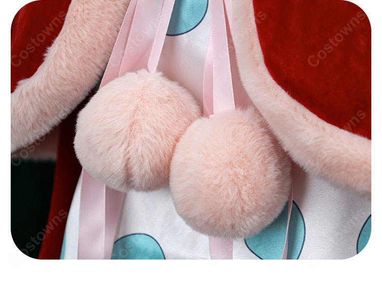 ONE PIECE ワンピース シュガー ドレスローザ編 コスプレ衣装 赤いフード付きケープ・水玉ワンピース・王冠・眼鏡フレームセット S~XXL-8