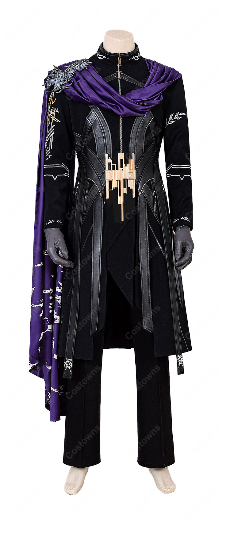 恋と深空 セイヤ 宇宙の祝福「永夜の独行」コスプレ衣装 ブラックロングコート・パープルドレープ アクセサリー付き XS~XXL-2