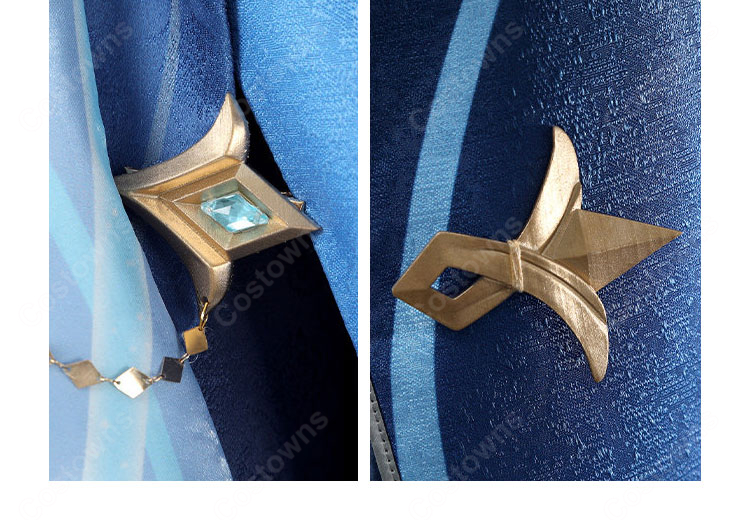 原神 ヌヴィレット「メリュジーヌの贈り物」コスプレ衣装 ブルーロングコート・ベスト・装飾小物付き XS~XXL-9