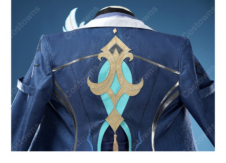 原神 ヌヴィレット「メリュジーヌの贈り物」コスプレ衣装 ブルーロングコート・ベスト・装飾小物付き XS~XXL-11