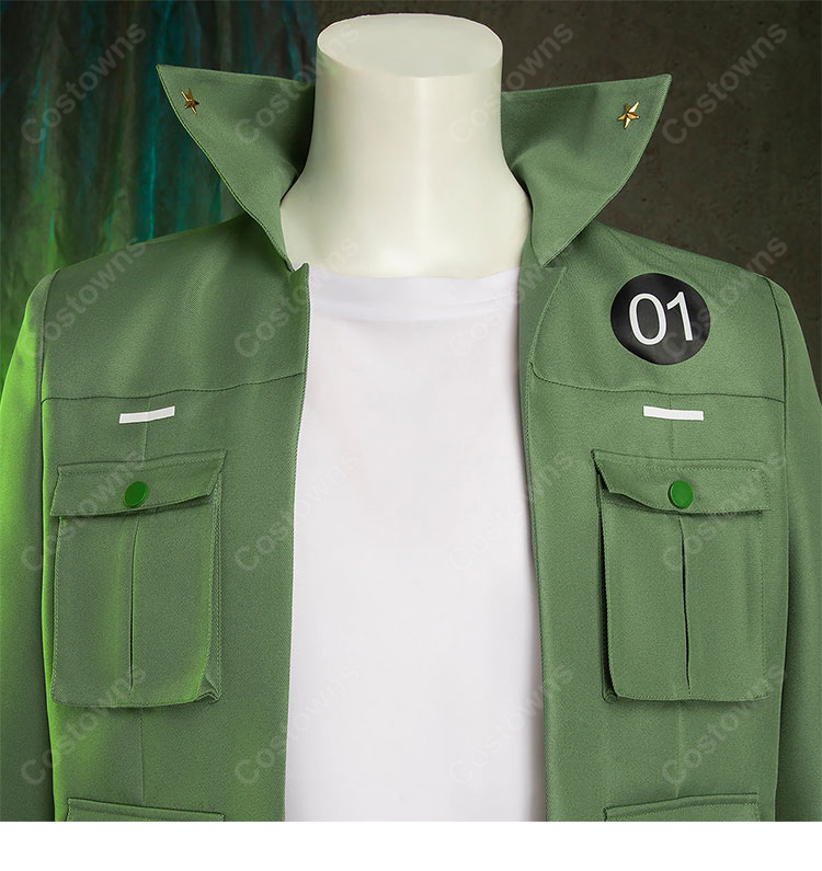 家庭教師ヒットマンREBORN! コロネロ コスプレ衣装 グリーン軍服風セット バンダナ・ベルト付き-5