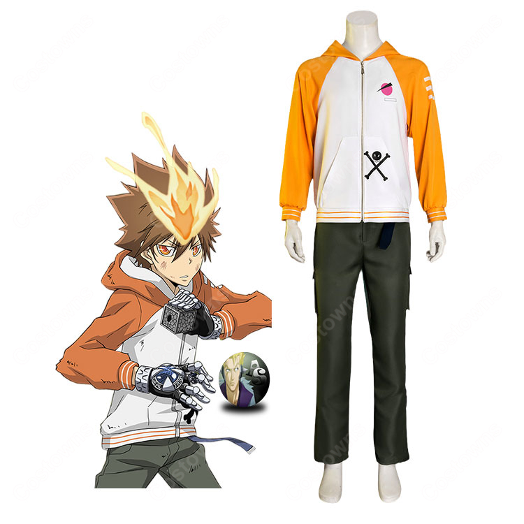 家庭教師ヒットマンREBORN! 未来編 沢田綱吉(ツナ)コスプレ衣装 オレンジパーカー風-1
