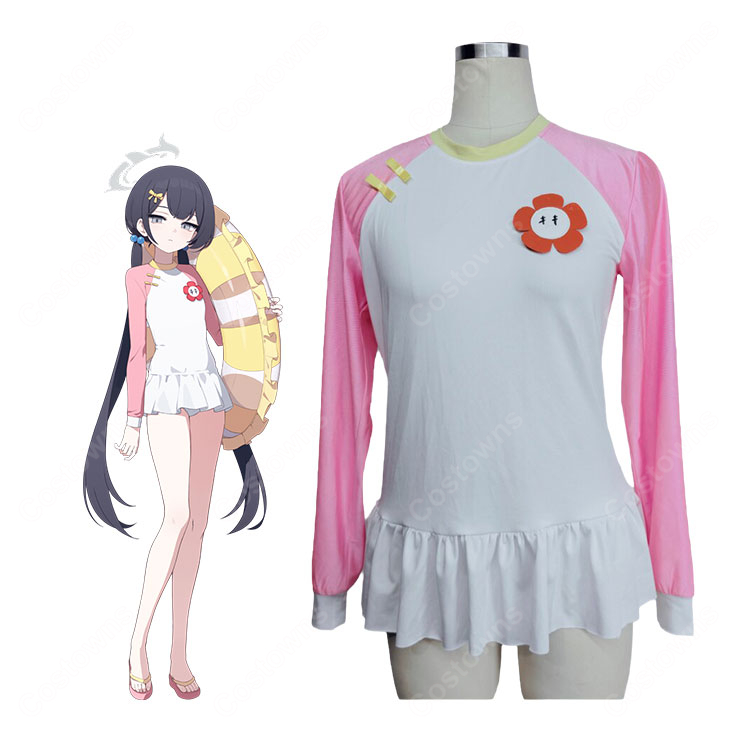 ブルーアーカイブ -Blue Archive- 竜華キサキ（水着）コスプレ衣装 ピンク×ホワイト 水着セット-1