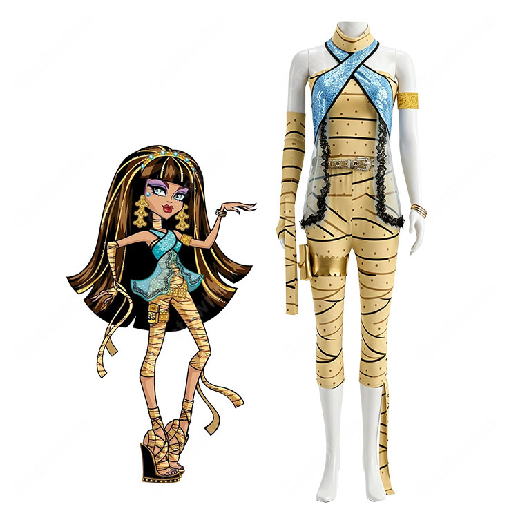 Monster High クレオ・デ・ナイル コスプレ衣装 エジプト風ゴールドセット アクセサリー付き撮影向け-1