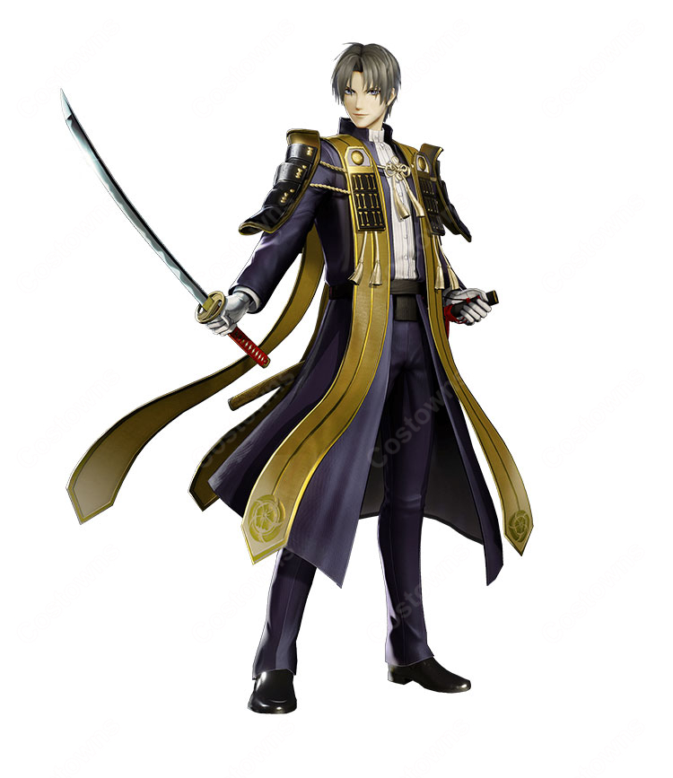 刀剣乱舞ONLINE へし切長谷部 コスプレ衣装 初の姿 ロングコート・肩鎧・肩掛け付き-2
