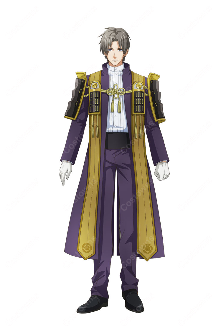 刀剣乱舞ONLINE へし切長谷部 コスプレ衣装 初の姿 ロングコート・肩鎧・肩掛け付き-1