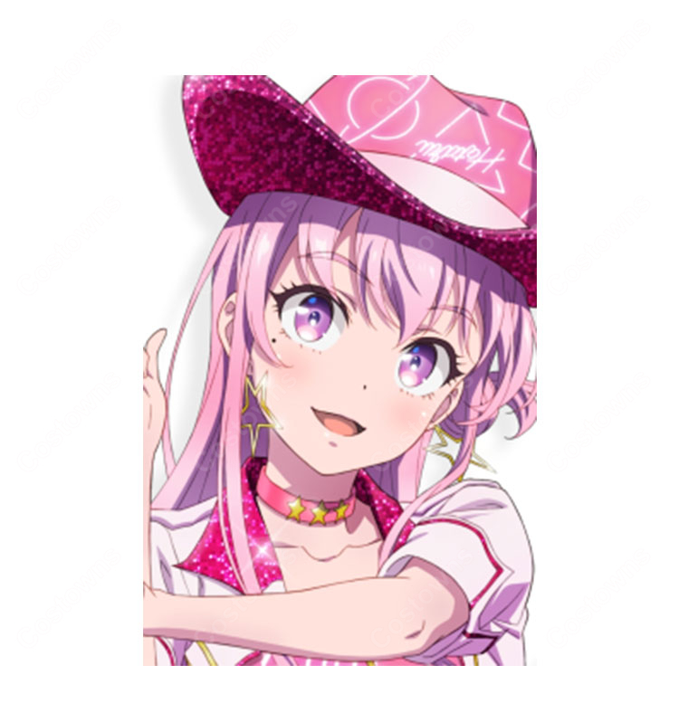 シャインポスト 螢 アイドル衣装 コスプレ衣装 ピンクホワイトステージ衣装 帽子・コルセットベルト付き-3