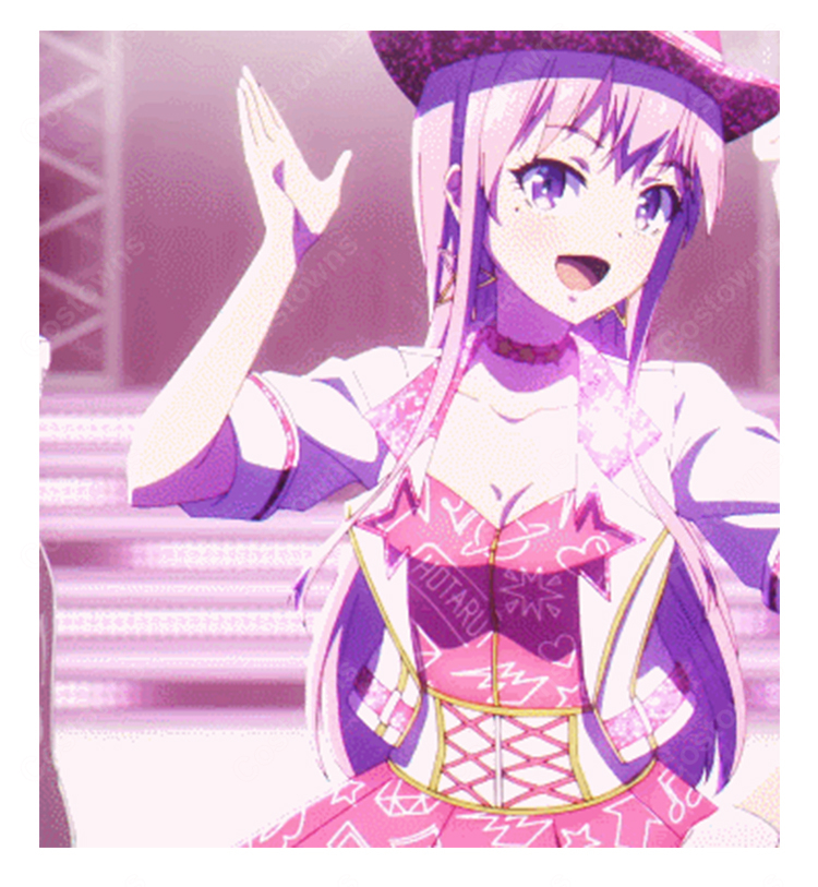 シャインポスト 螢 アイドル衣装 コスプレ衣装 ピンクホワイトステージ衣装 帽子・コルセットベルト付き-4