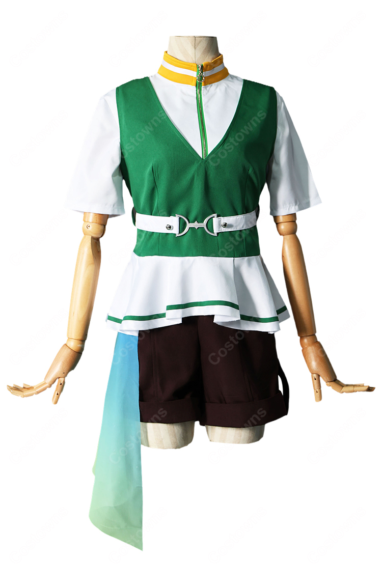 ウマ娘 プリティーダービー キセキ [Miracle Author] 勝負服 コスプレ衣装 ホワイト×グリーン セット-5