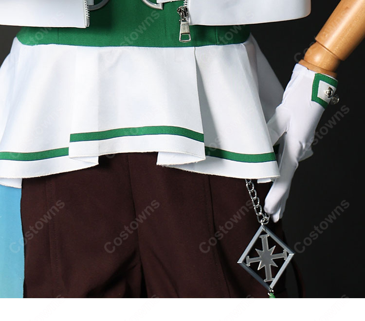 ウマ娘 プリティーダービー キセキ [Miracle Author] 勝負服 コスプレ衣装 ホワイト×グリーン セット-10