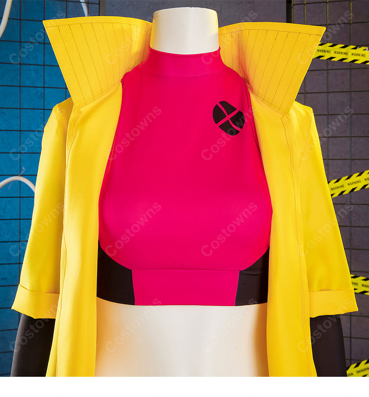 X-MEN ジュビリー コスプレ衣装 イエローコート付き ピンク×ブラック 衣装セット イベント・撮影用-6