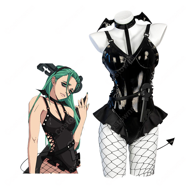 GUILTY GEAR -STRIVE- A.B.A(アバ)二次創作 コスプレ衣装 ブラックボディスーツ&網タイツセット-1