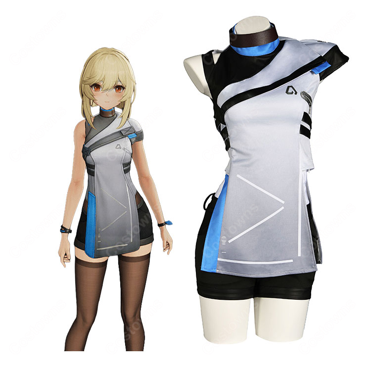 ドールズフロントライン2:エクシリウム ナガン 休憩室衣装 コスプレ衣装 グレー×ブルー 部屋着セット-1